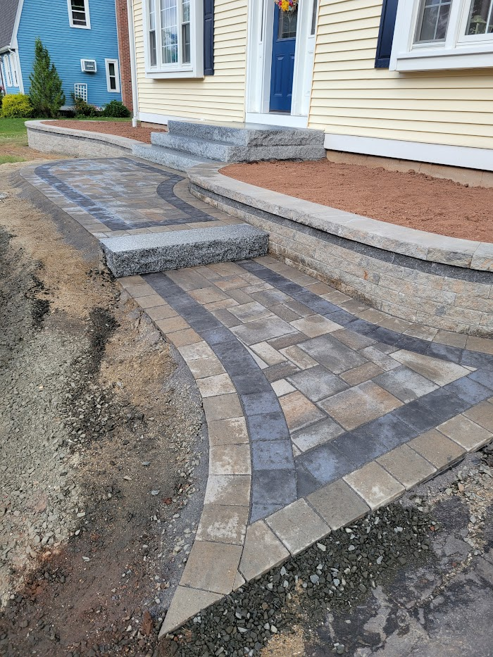 Front walkway with a granite landing