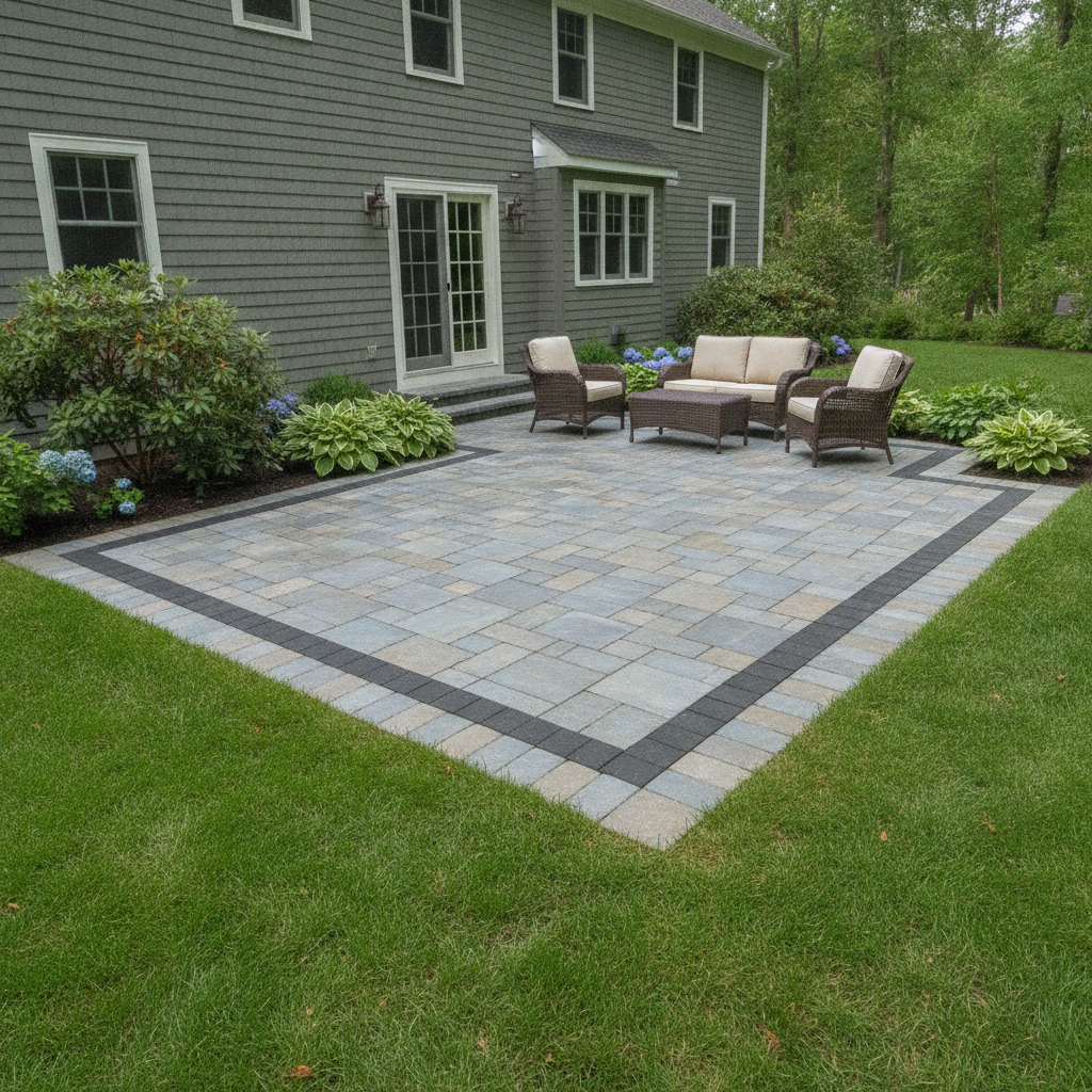 Classic bluestone-blend patio
