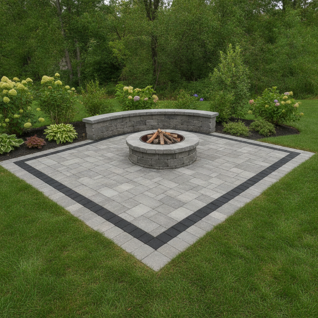 Round fire pit with seating
